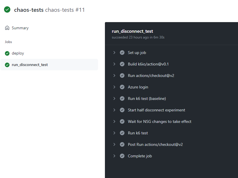 screenshot of successful test